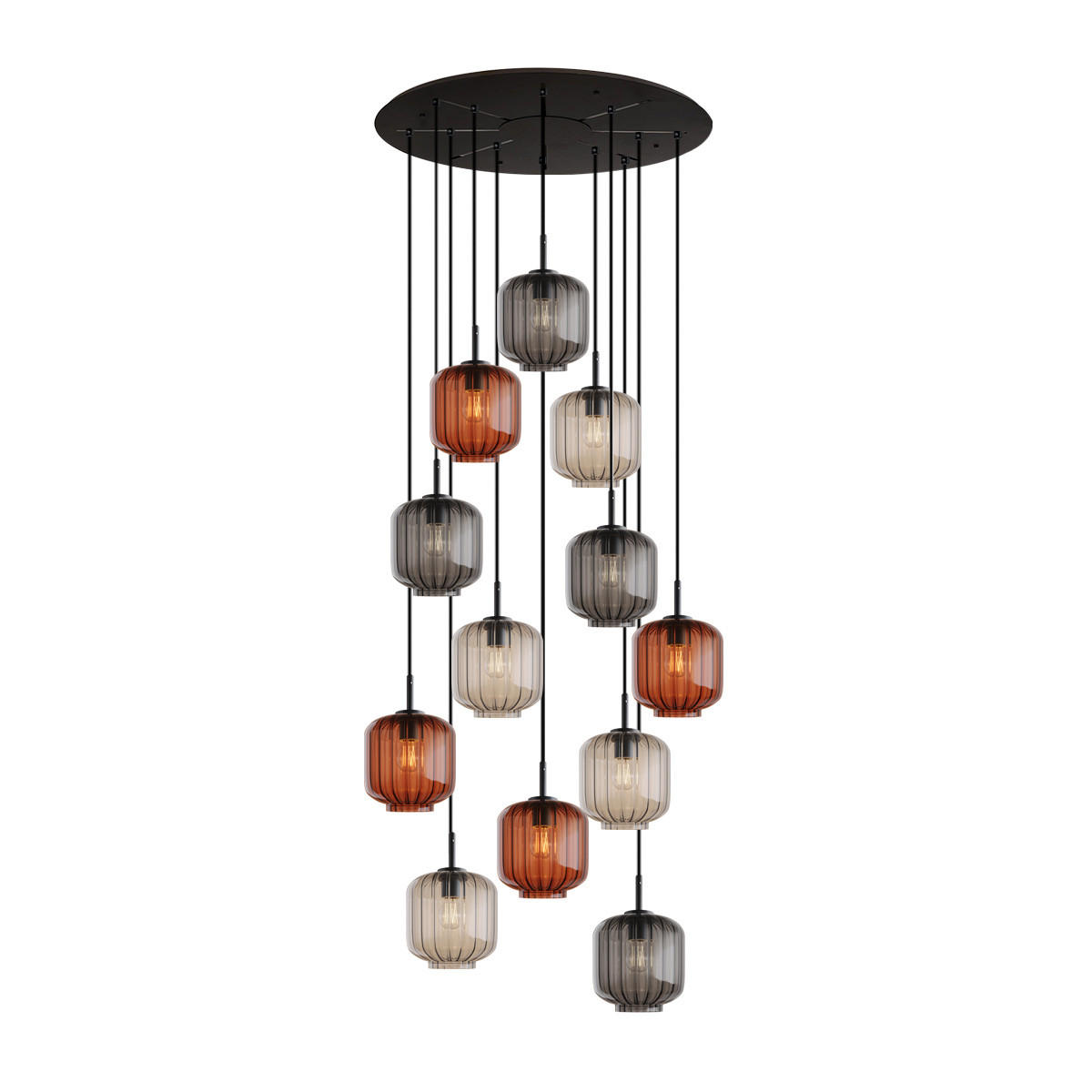 GALERIELEUCHTE Velo 12-flammig Mehrfarbig Ø 20cm - Multicolor/Schwarz, Glas (20/20/20cm) - s.luce
