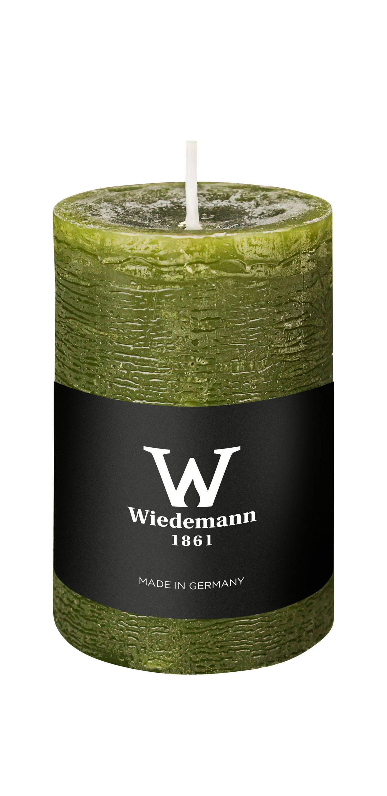 STUMPENKERZE Rustik Marble Style Olive 90 x Ø 58 mm, 1 Stück - Olivgrün, Paraffin (9cm) - Wiedemann Kerzen