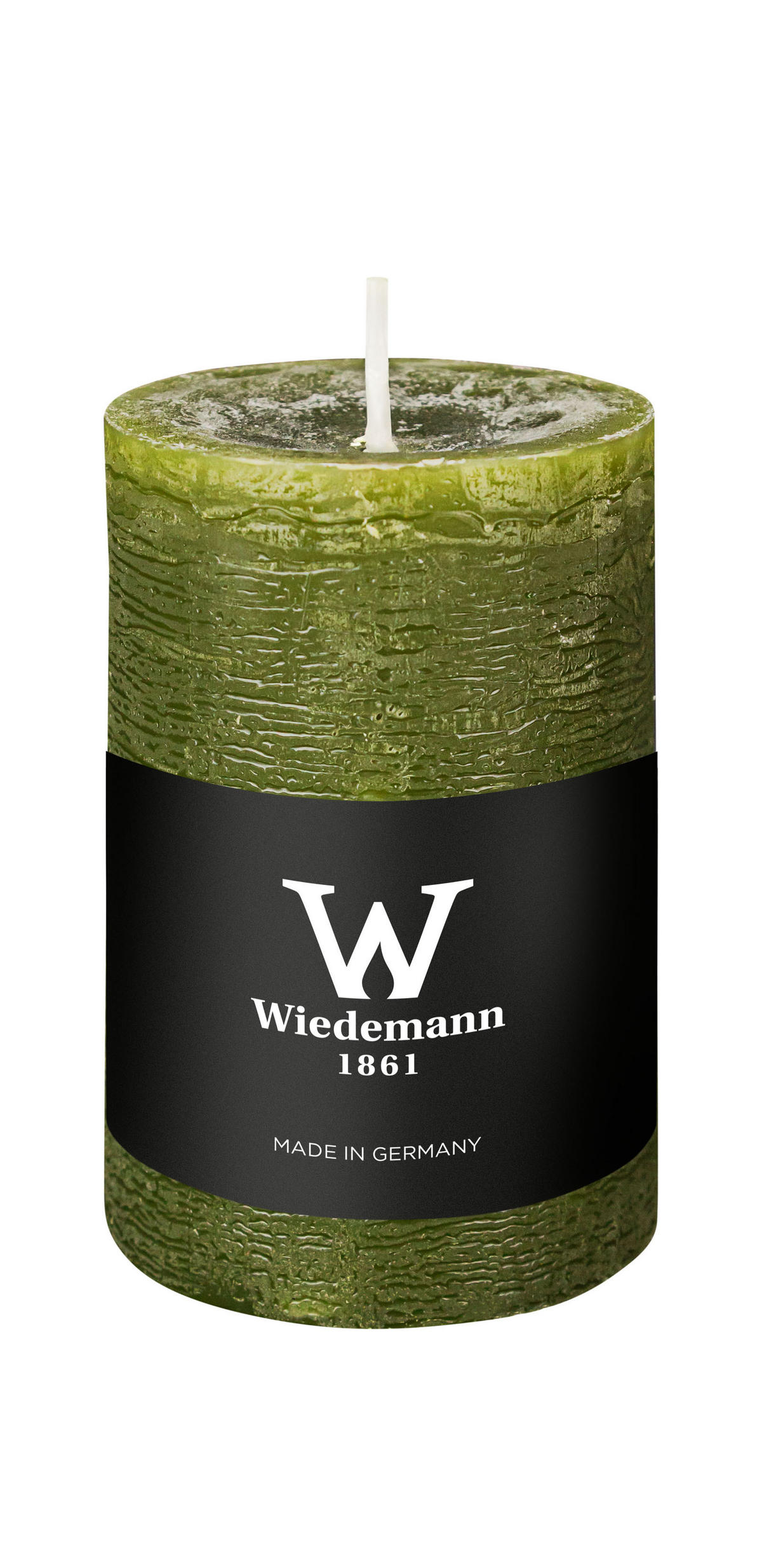 STUMPENKERZE Rustik Marble Style Olive 90 x Ø 58 mm, 1 Stück - Olivgrün, Paraffin (9cm) - Wiedemann Kerzen