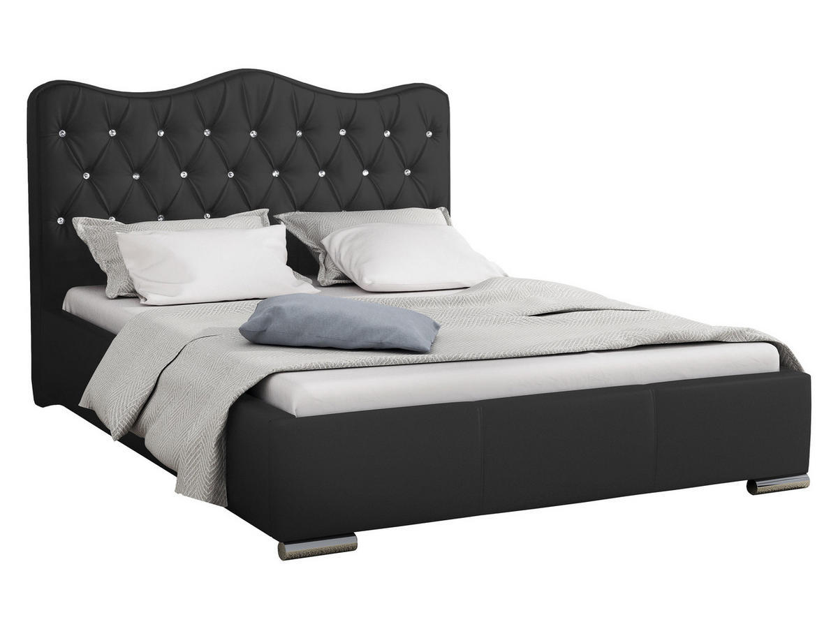 POLSTERBETT Santorini - Schwarz, Holz (160/200cm) - MIRJAN24