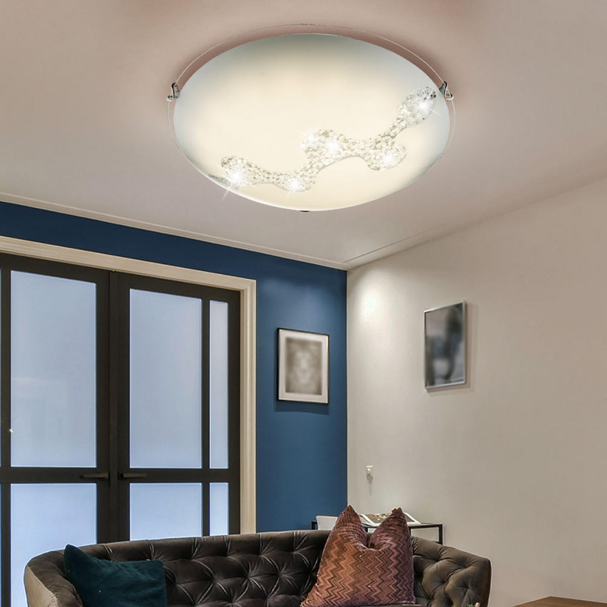 LED DECKENLEUCHTE DERK Weiß Glas Metall - Weiß, Glas (40/40/11cm) - Globo Lighting