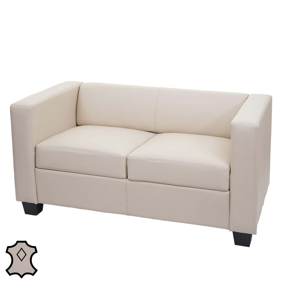 2ER SOFA Cremeweiß - Weiß, Leder (137/70/75cm) - MCW