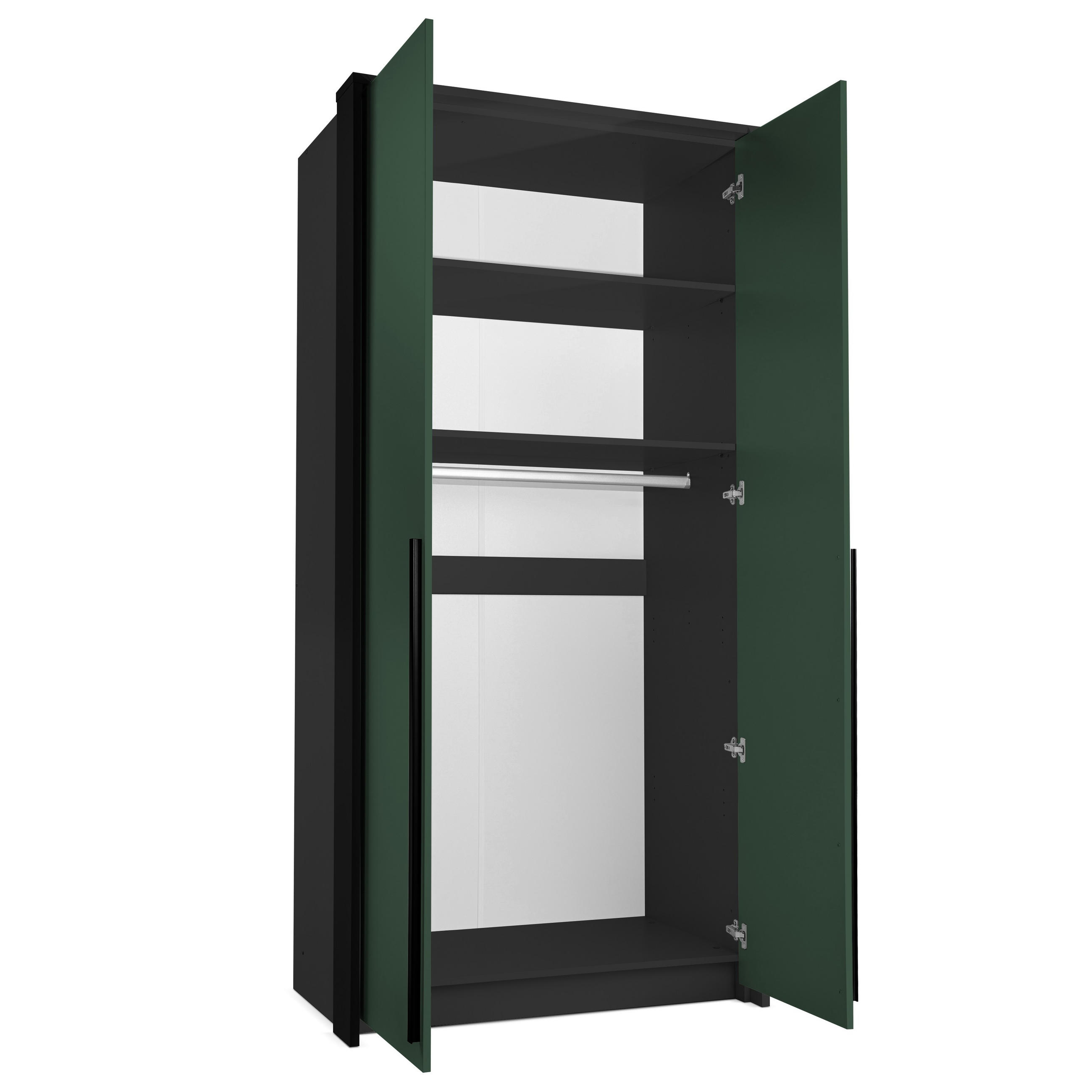 KLEIDERSCHRANK GENUA 105 cm, Grünes Design, 2 Türen, 2 Böden - Grün, Holzwerkstoff (105/217/65cm) - Bettso
