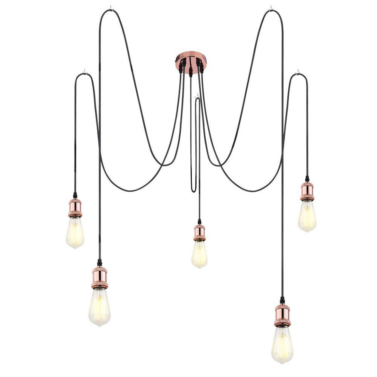 HÄNGELEUCHTE Kupfer Textil Schwarz - Kupferfarben, Metall (11.7/11.7/200cm) - Globo Lighting