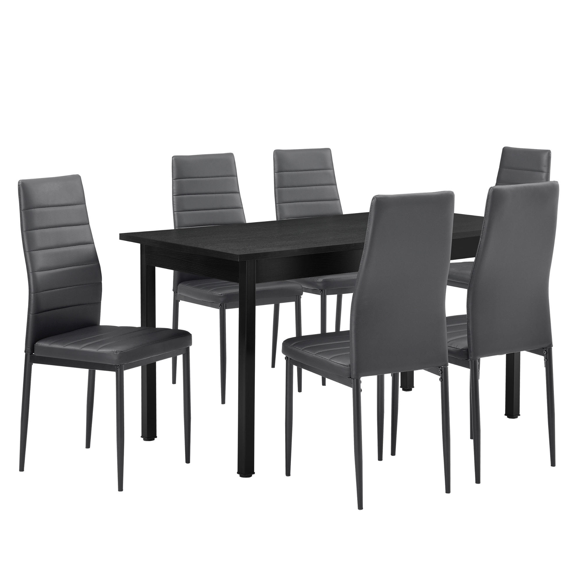TISCHGRUPPE Bjerkvik - Grau, Holzwerkstoff/Textil (140/75/60cm) - [en.casa]