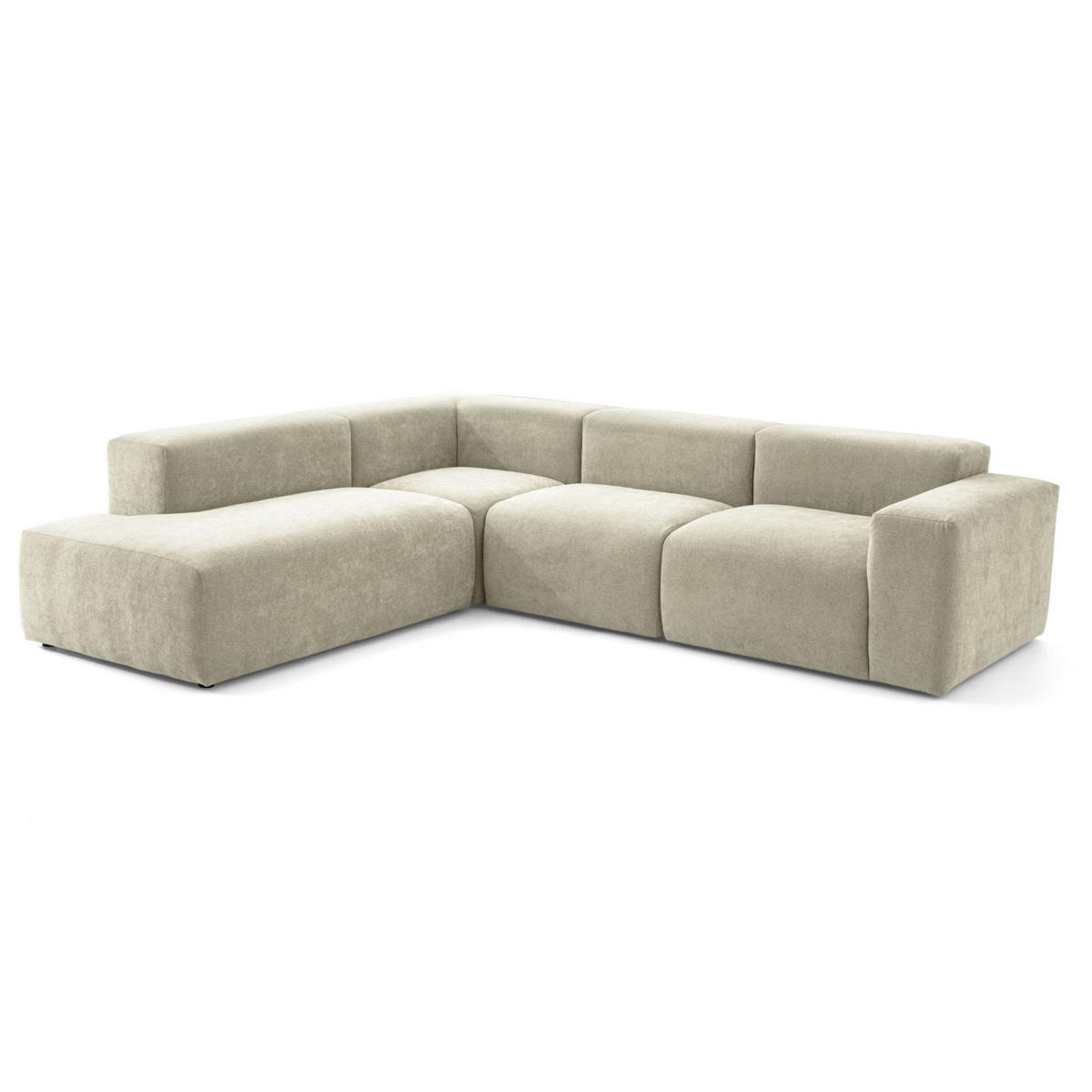 4-SITZER modulares Ecksofa HEAVEN SET 2 Links, Breite 300 cm Webstoff Olivgrün - Schwarz/Olivgrün, Holz/Kunststoff (300/245cm) - Muffo