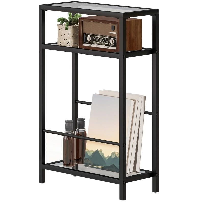 BEISTELLTISCH 40/62/18 cm Schwarz aus Glas mit 3 Ebenen - Schwarz, Glas (40/18/62cm) - OKMYHOME