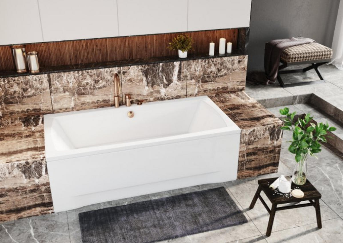 BADEWANNE Rechteck APRI 140/70 mit Styro Ablauf Füße - Weiß, Kunststoff (70/42/140cm) - bad land