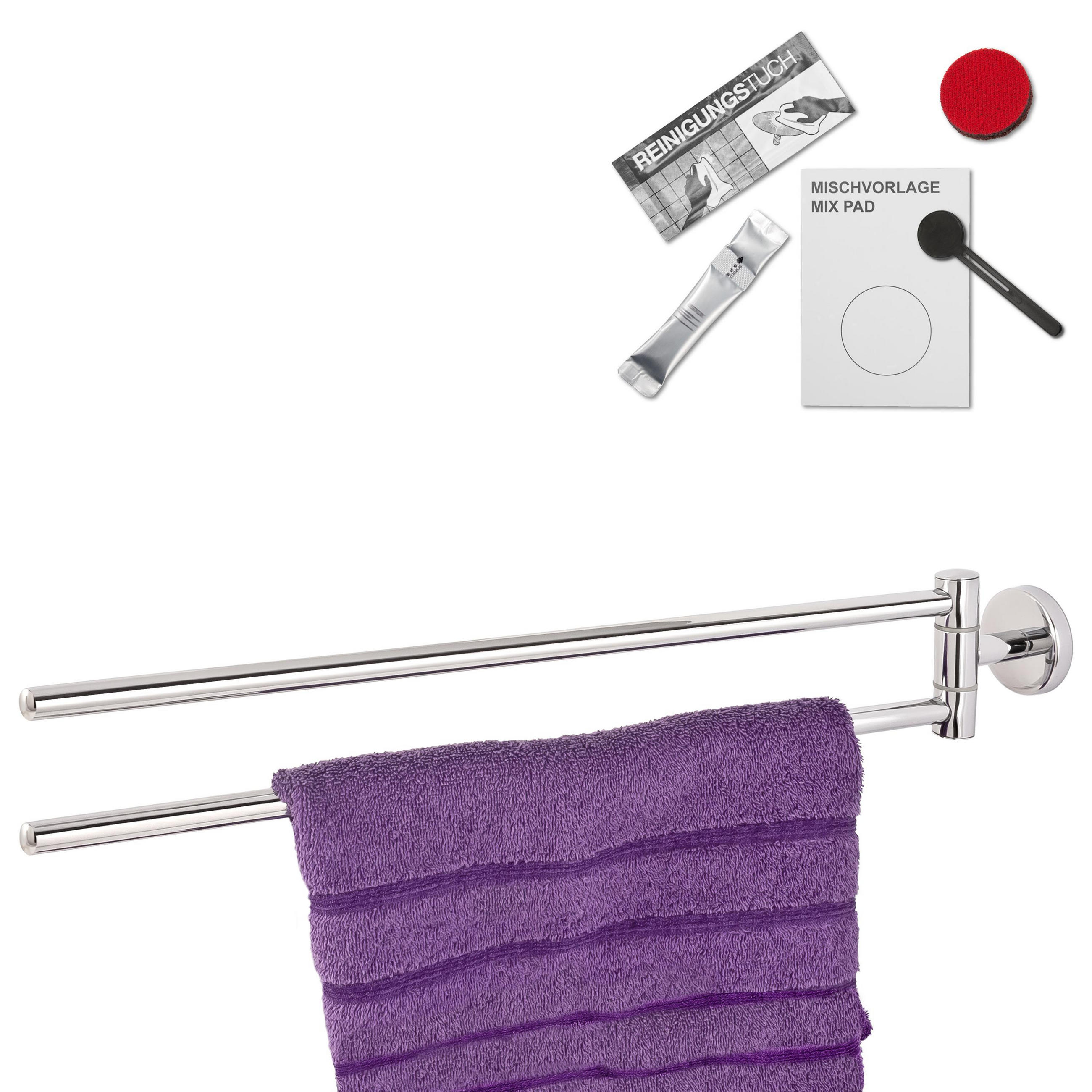 HANDTUCHSTANGE LUCENTE, Edelstahl, verchromt - Chromfarben, Metall (5.8/8.5/50cm) - bremermann