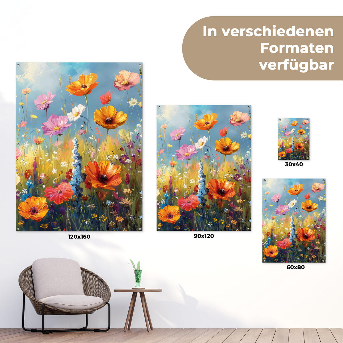 ZAHRADNÍ PLAKÁT Květiny - Příroda - Botanické - Umění 120x160 cm - světle modrá, plast (120/160/0.2cm) - OnlyWow