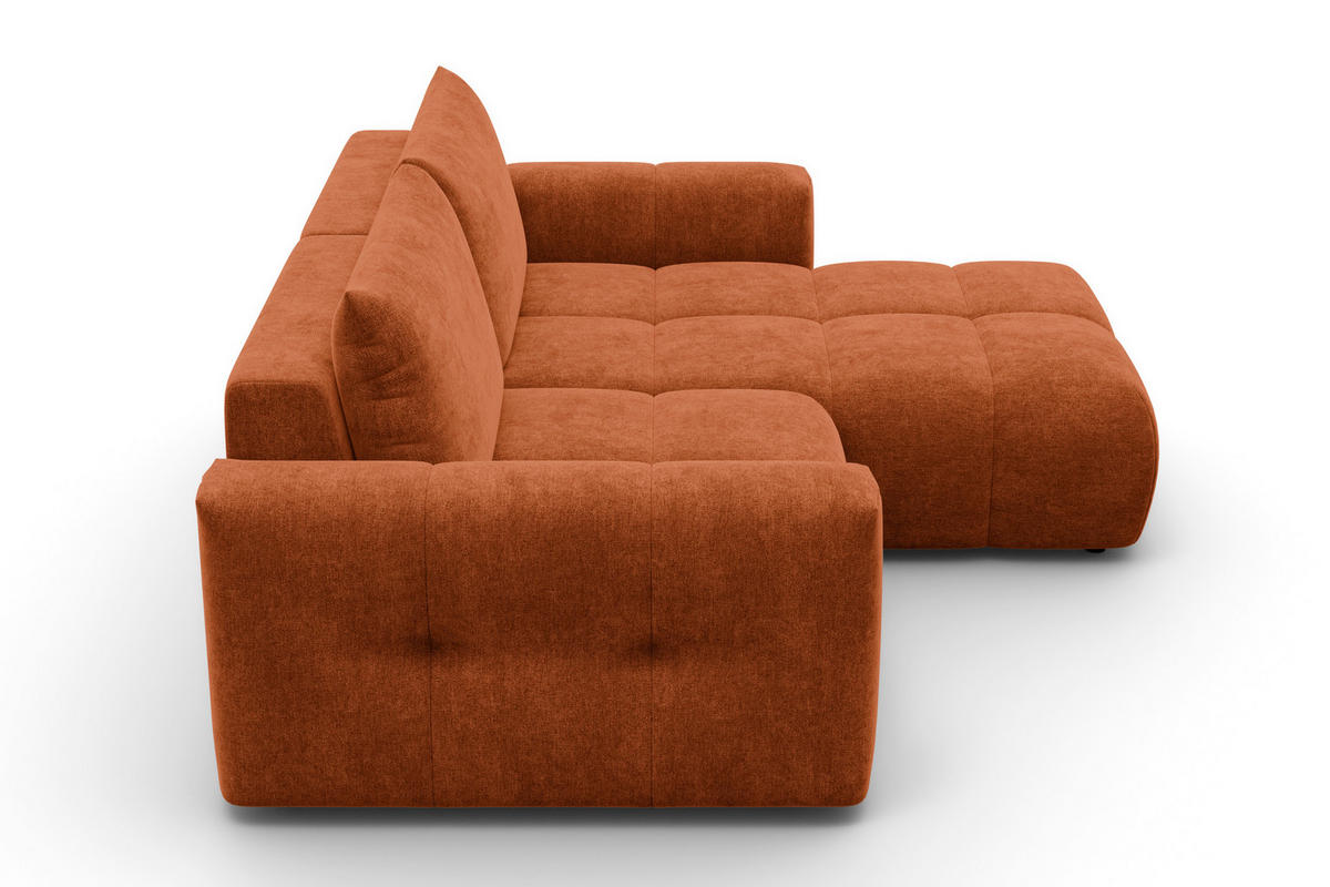 ECKSOFA VERONA 3-Sitzer rechts, Orange - Schwarz/Orange, Holz/Textil (224/173cm) - Courtois Laville