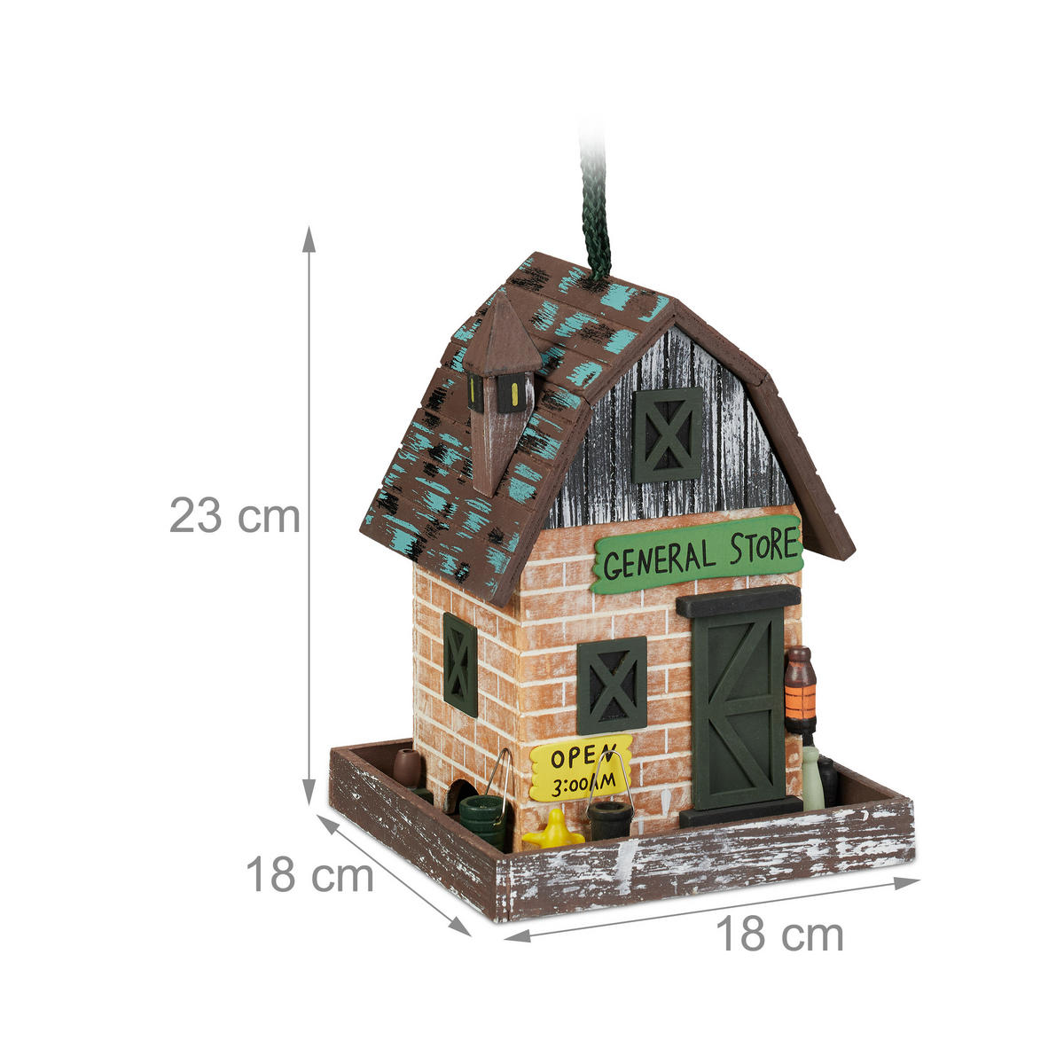 DEKO-VOGELHAUS - Braun, Holz (18/23/18cm) - Relaxdays