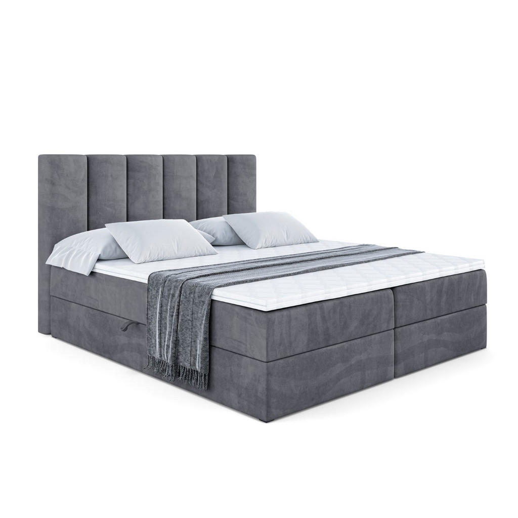 ALTDECOR AMERICKÁ postel s matrací H4 a lamelovým roštem – BOXI1 – 140 × 200 cm – H4 – tmavě šedá