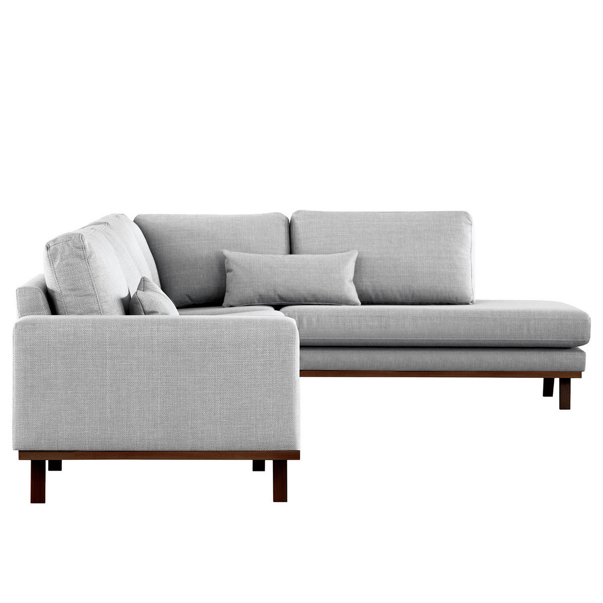 ECKSOFA mit Ottomane - Buchefarben/Hellgrau, Buchenholz/Textil (287/219cm) - home24