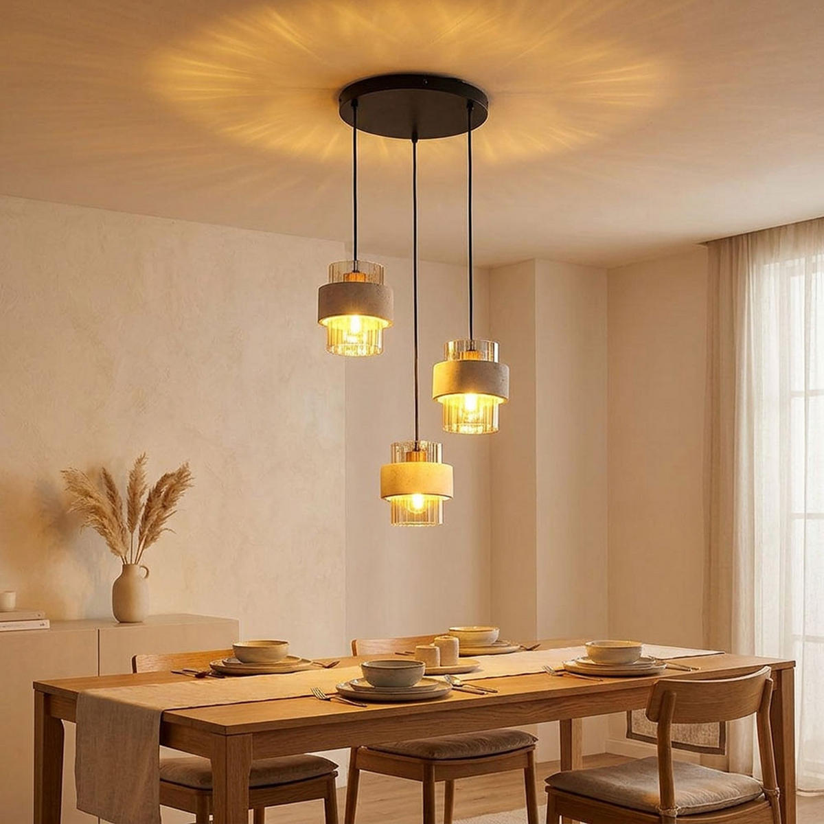 LED PENDELLEUCHTE DAREN, Metall, Schwarz, höhenverstellbar - Schwarz, Glas (37.5/37.5/130cm) - Globo Lighting