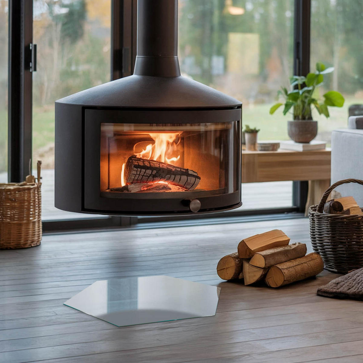 GLASPLATTE für Kamin h40 cm - Grau, Glas (40/40/0.4cm) - TULUP