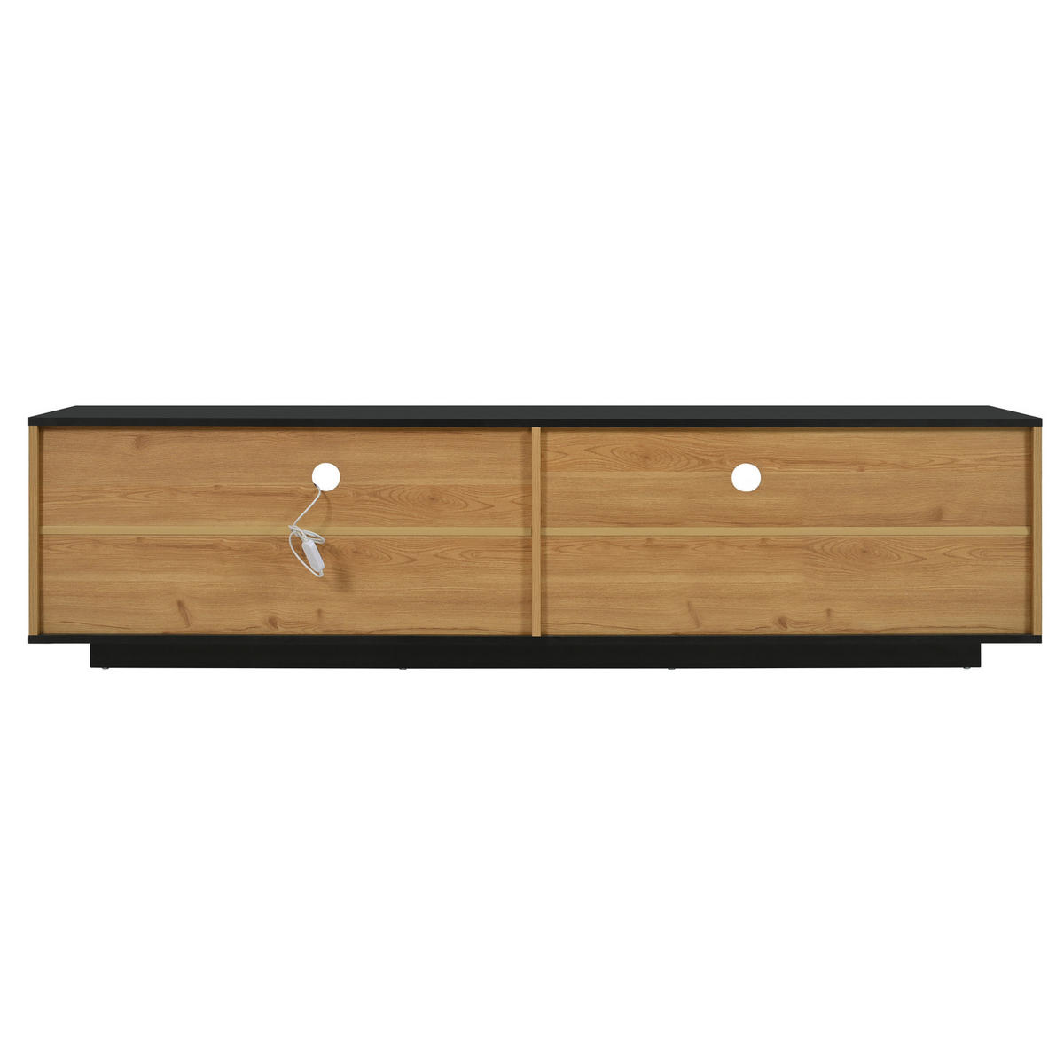 LOWBOARD 180/37/45 cm in Schwarz-Holzoptik mit LED-Beleuchtung und Stauraum - Schwarz, Holzwerkstoff (180/45/37cm) - Flora Grace