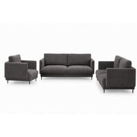 SOFASET Helmer 3-2-1 In Stoff Baloo - Anthrazit, Holzwerkstoff/Textil (226/95/95cm) - Fun Möbel