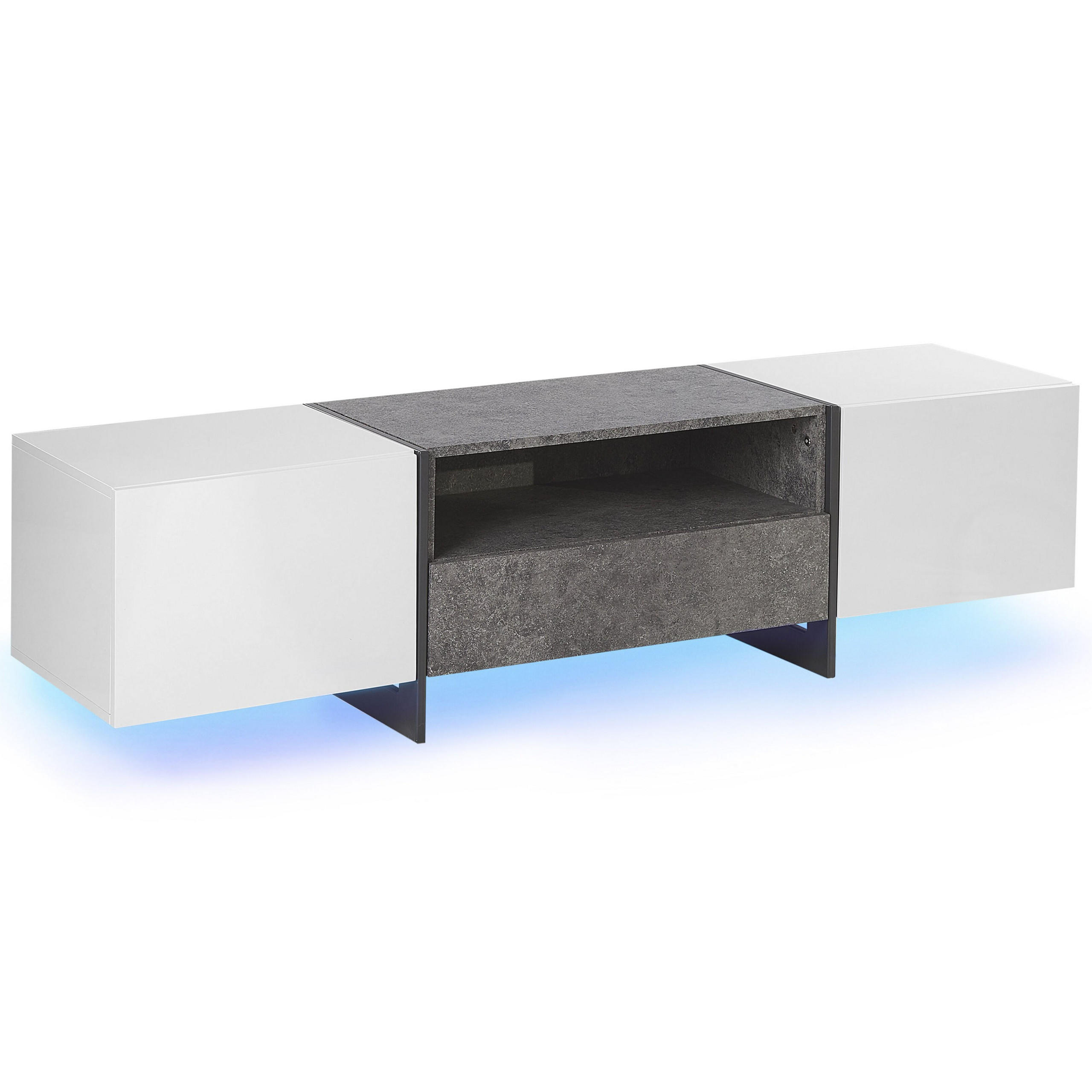 COMODA TV gri/alba/neagra Russel