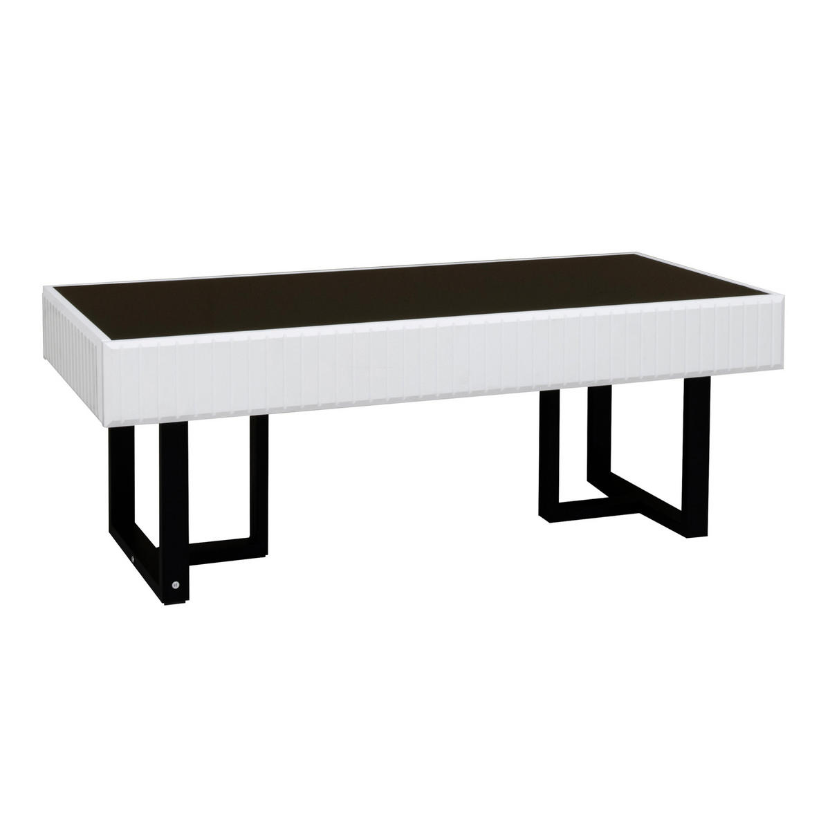 COUCHTISCH 110/50.5/41 cm in Schwarz-Weiß aus MDF und Spanplatte mit hochglänzender Tischplatte - Schwarz, Holzwerkstoff (110/50.5/41cm) - OKMYHOME