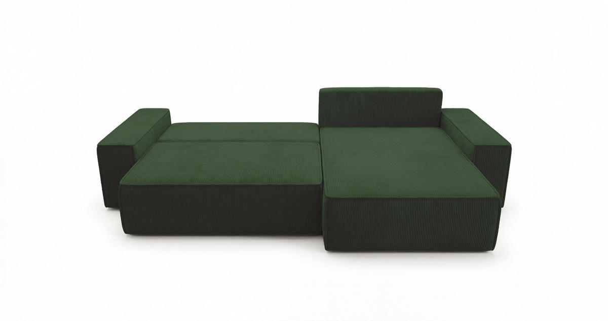 ECKSOFA California mit Schlaffunktion Grün Rechts - Grün, Textil (280/184cm) - Cornero