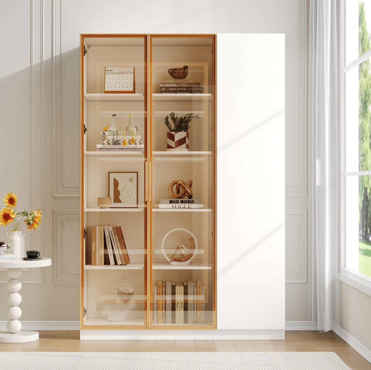 HIGHBOARD 110/165/35 cm Weiß aus MDF mit LED-Beleuchtung - Weiß, Holzwerkstoff (35/165/110cm) - OKMYHOME