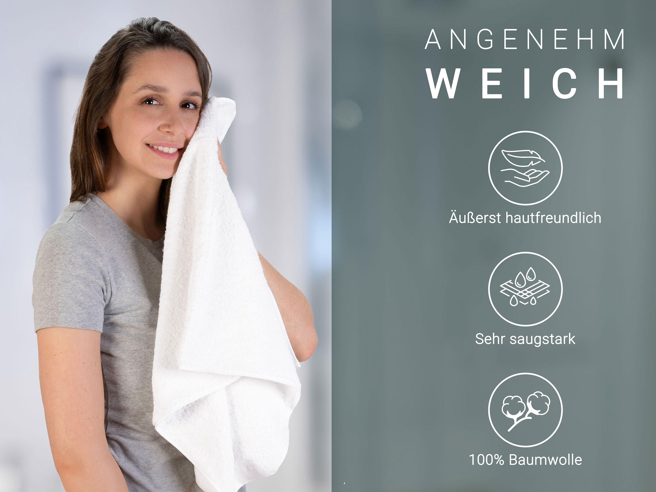 HANDTÜCHER, 4er-Set, 50x100 cm, 100% Baumwolle, Weiß - Weiß, Textil (50/100cm) - Zollner