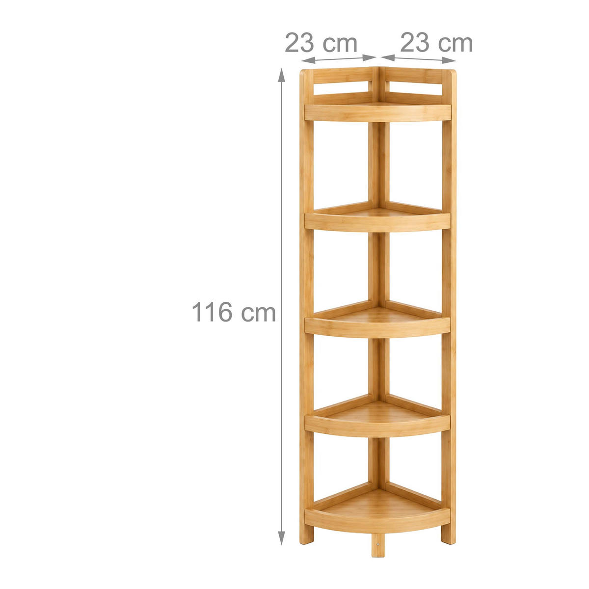 ECKREGAL Natur Bambus 5 Ablagen 116x23x23 cm - Hellbraun, Holz/Holzwerkstoff (23/116/23cm) - Relaxdays