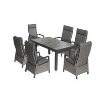 GARTENMÖBEL-SET Sydney 2 Aluminium ausziehbarer Tisch 6x Hochlehner Gartensessel - Grau, Naturmaterialien - bellavista - Home & Garden