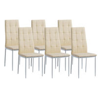 STUHL RIMINI Lederimitat Metallbeine 6er Set Beige - Beige, Kunststoff/Metall (41/97/38cm) - Albatros