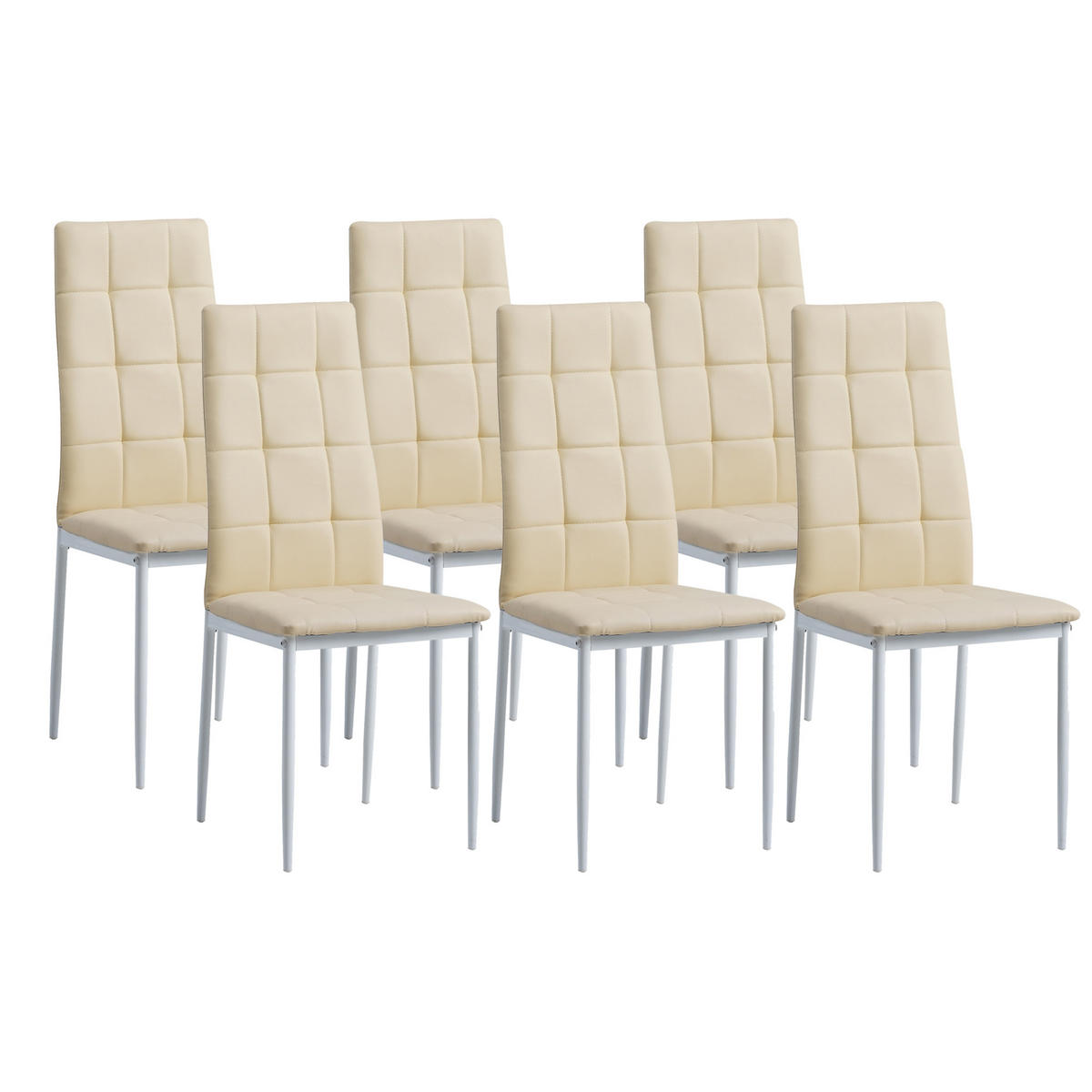 STUHL RIMINI Lederimitat Metallbeine 6er Set Beige - Beige, Kunststoff/Metall (41/97/38cm) - Albatros