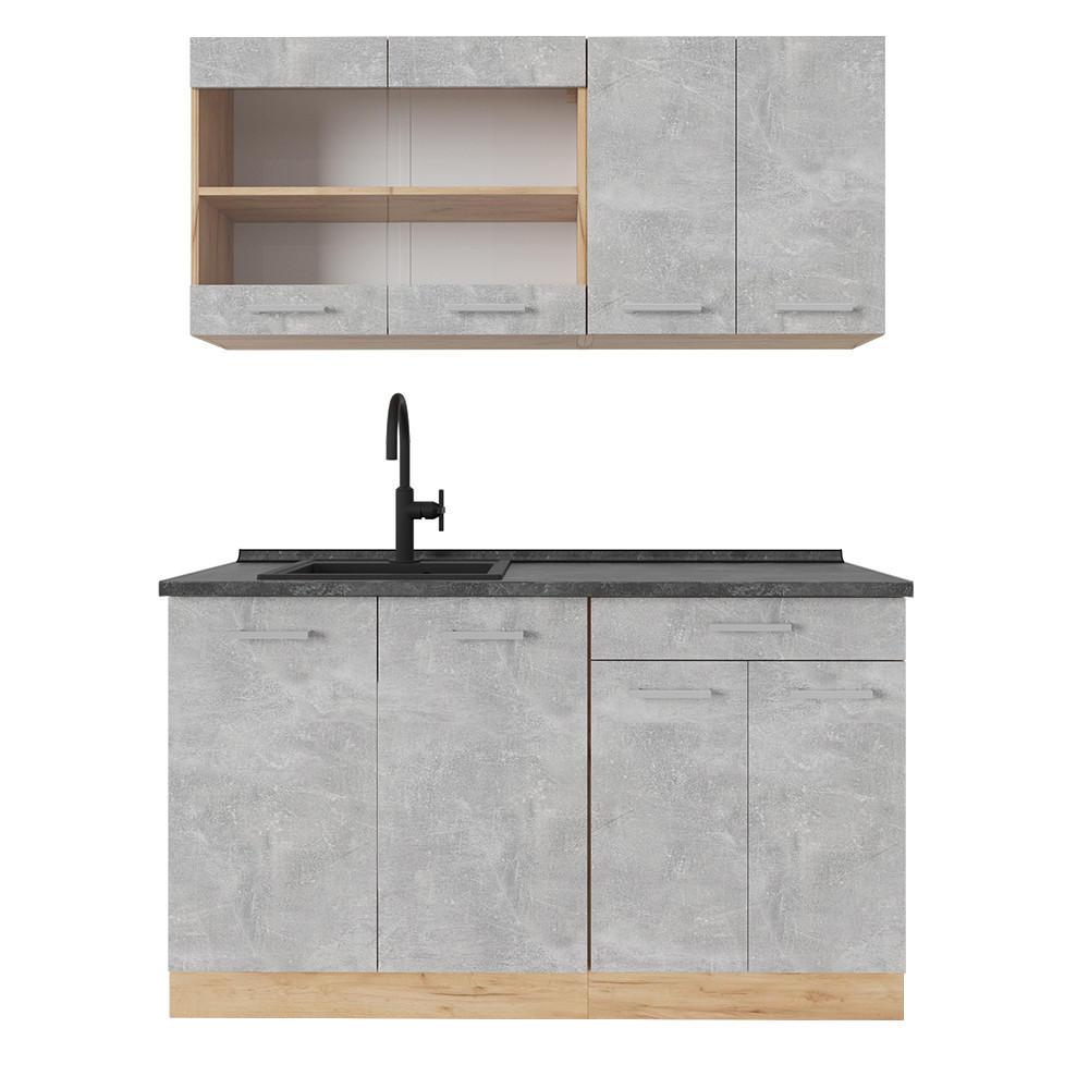 Vicco Single Grau, Eiche 140x81.6x60 cm