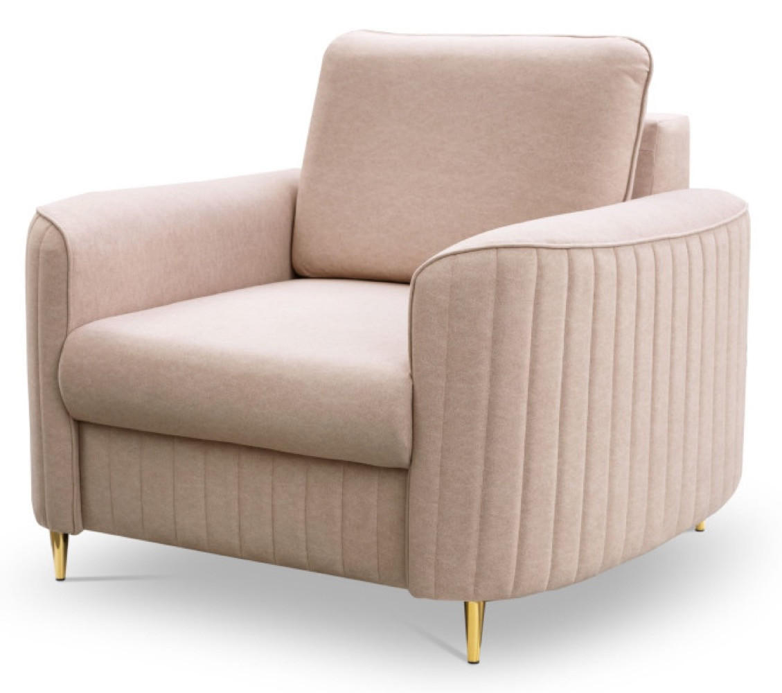 SESSEL Beige Loren Mit Steppung Auf Goldenen Beinen - Beige, Textil (100/85/57cm) - Sepro Meble