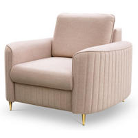 SESSEL Beige Loren Mit Steppung Auf Goldenen Beinen - Beige, Textil (100/85/57cm) - Sepro Meble