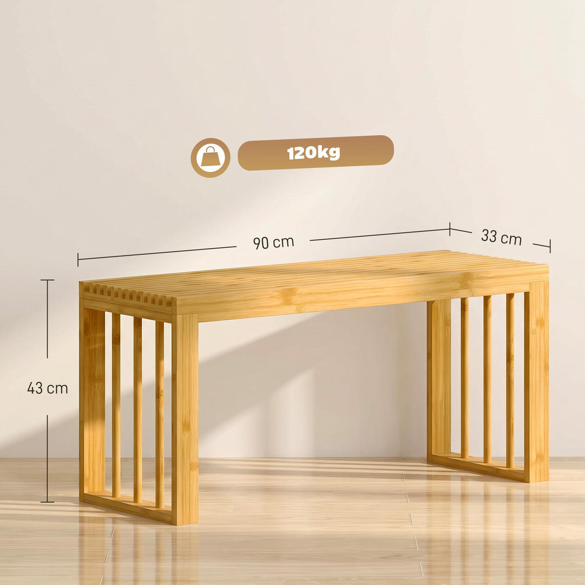 SCHUHBANK Bambus Naturholz - Naturfarben, Holz/Bambusholz (33/43/90cm) - HOMCOM