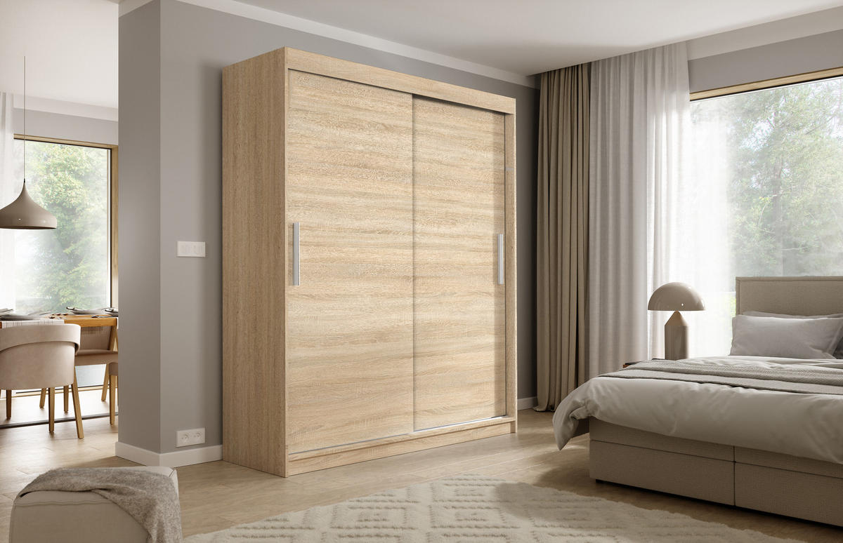 SCHWEBETÜRENSCHRANK VIVA 180/215,5/59cm 2-türig Sonoma Eiche - Sonoma Eiche, Holzwerkstoff (180/215.5/59cm) - MASSENO