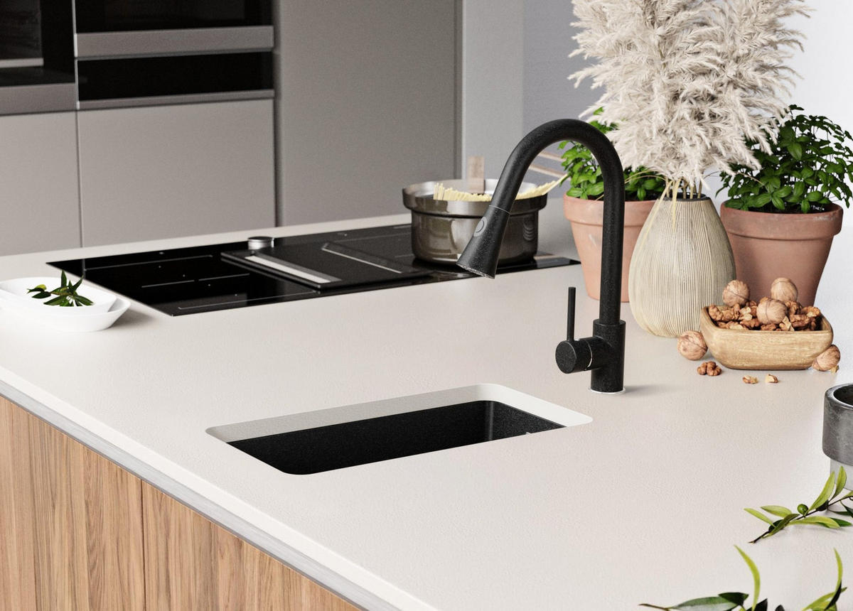 UNTERBAUSPÜLE GRANIT London, 2-er set Anthrazit 26/47 cm 1 Becken + Ablauf-Set ab 30er Unterschrank - Chromfarben/Anthrazit, Kunststoff (26/20/47cm) - Primagran