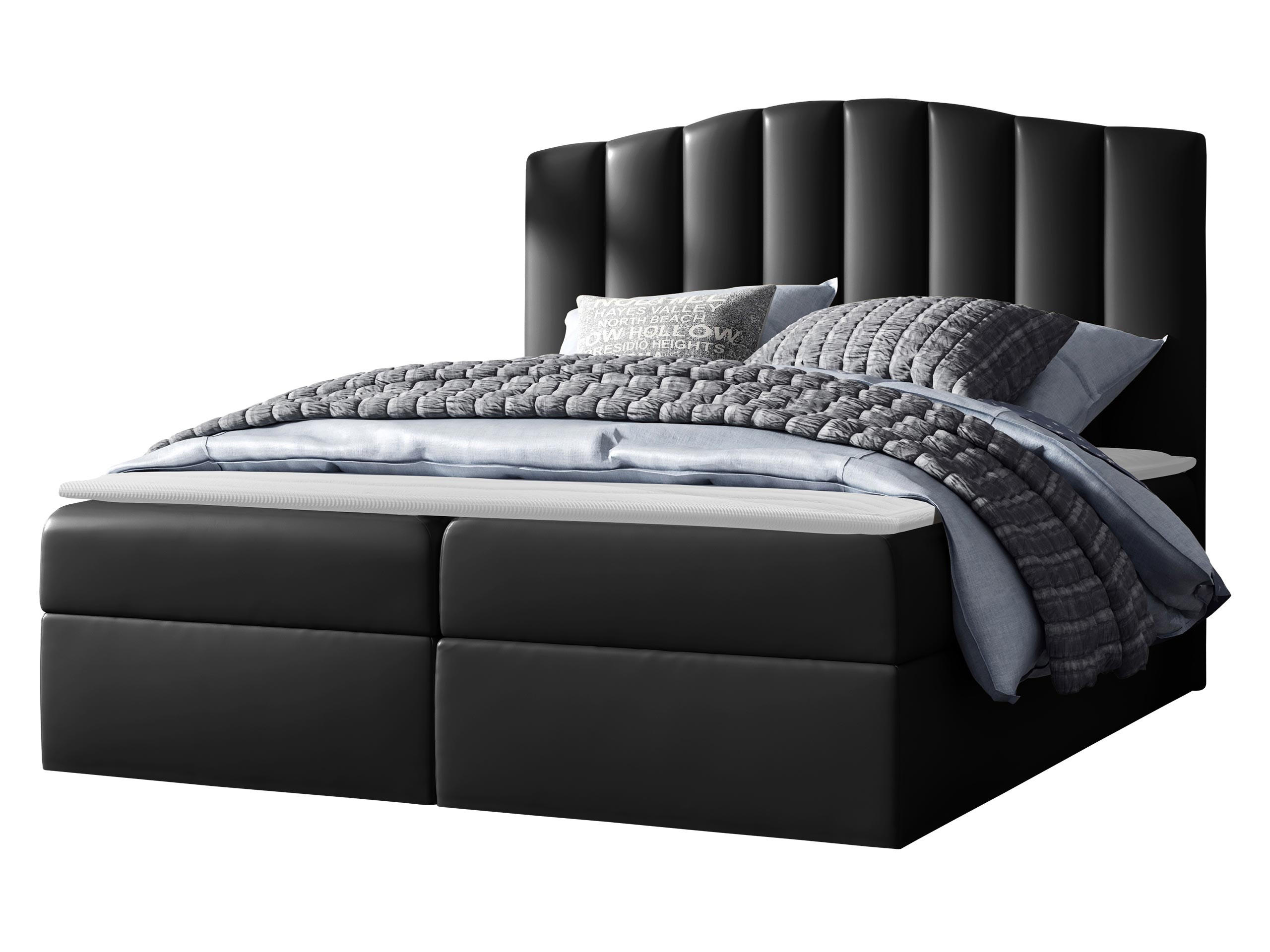 Mirjan24 Boxbett Schwarz Hochglanz 120x200 cm