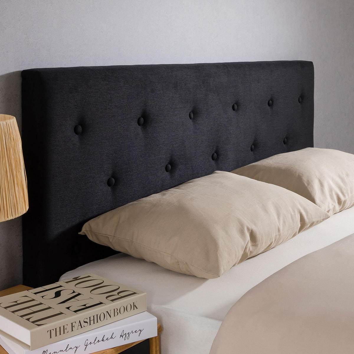 KOPFTEIL LULINE 160X190 CM - Schwarz, Textil (160/92/7cm) - IDIMEX