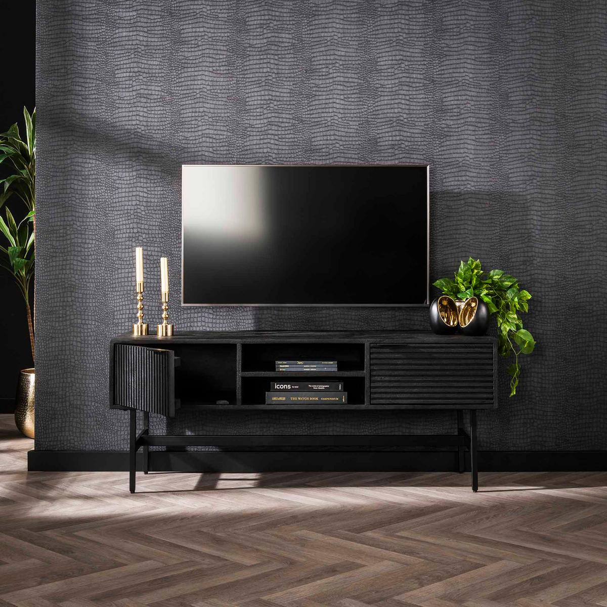 TV-MÖBEL Marina Schwarz 40/140/55 cm - Schwarz, Holz (140/55/40cm) - Hoyz Collection