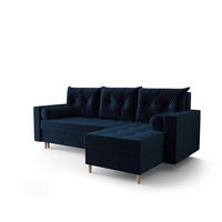 ECKSOFA SKANDI Itaka 11 Rechts mit Schlaffunktion - Dunkelblau, Textil (230/145cm) - Bedante