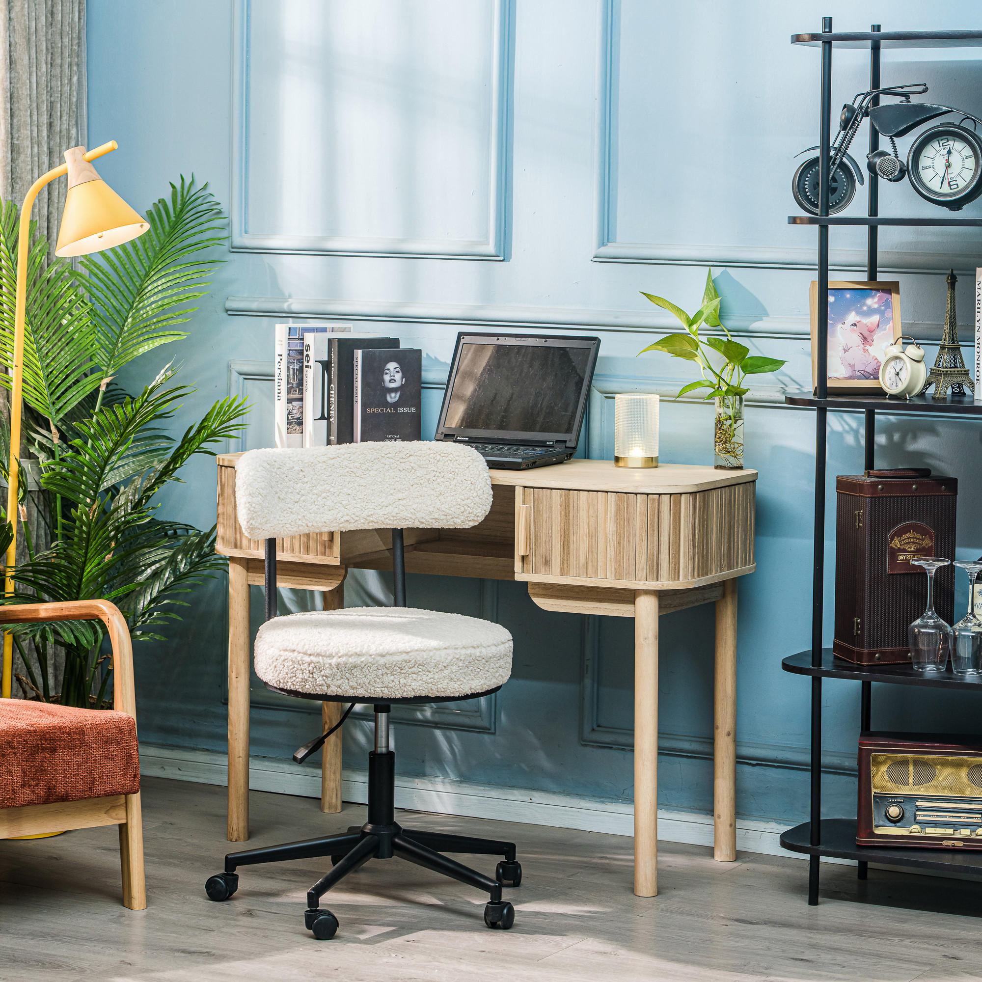 Thumbnail - Nordlys Drehstuhlstoff, Weiß, Textil, 57x89x57 cm, Arbeitszimmer, Bürostühle, Drehstühle