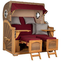 STRANDKORB XXL Düne Grande Teak Banana - Rot/Braun, Metall (142/170/95cm) - Mr. Deko