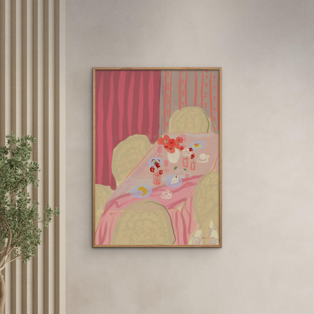 POSTER mit Rahmen Katharina Puritscher - Rose Table - Pink/Eichefarben, Holz/Papier (30/40cm) - Poster&Frame