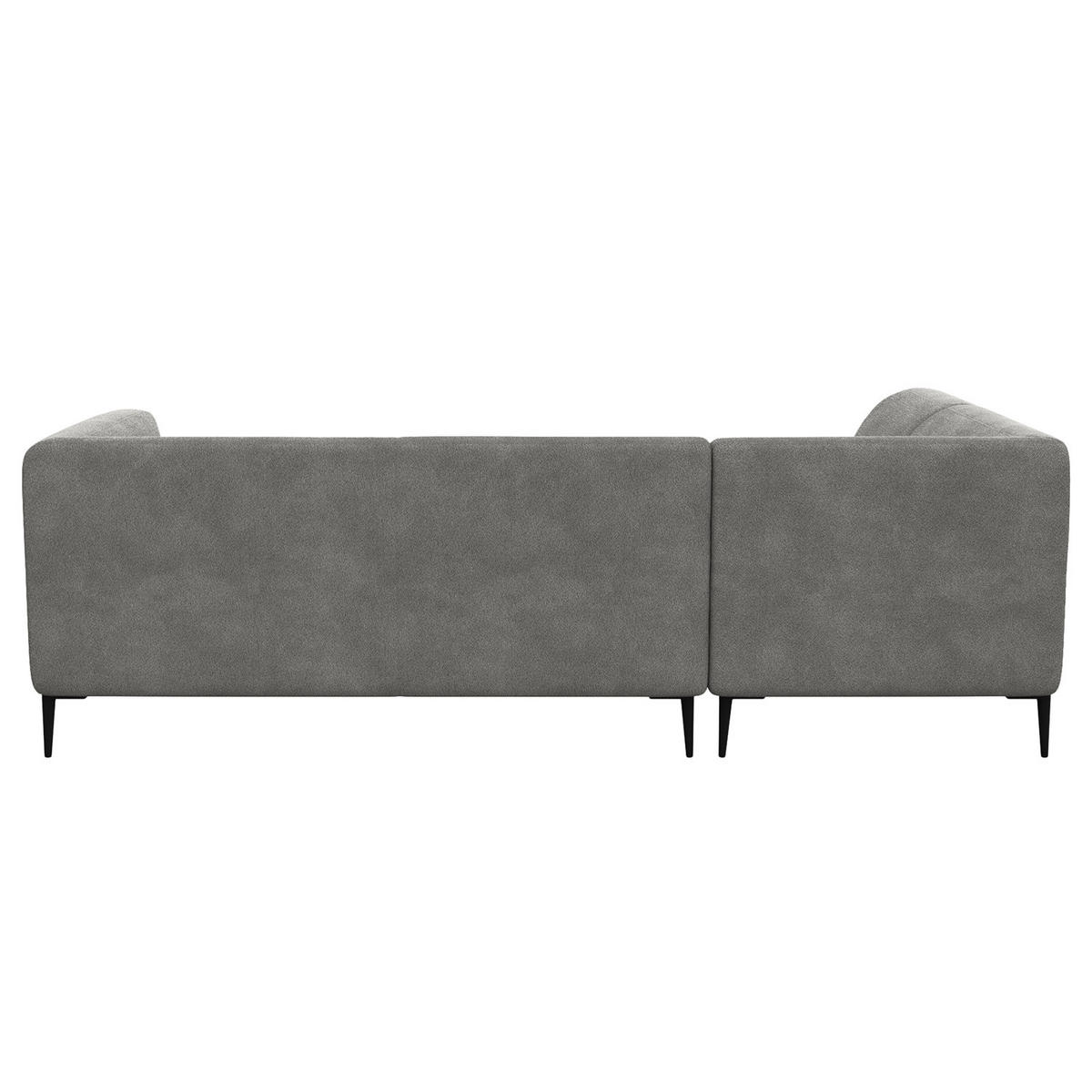 2,5-SITZER ECKSOFA mit Ottomane - Schwarz/Grau, Textil/Metall (252/205cm) - home24
