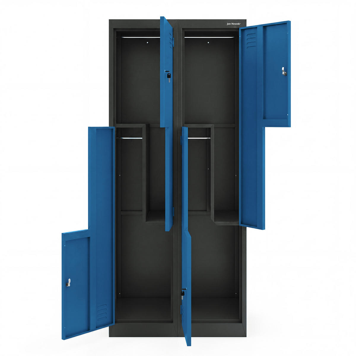 KLEIDERSCHRANK JULIA 185x80x45 cm - Blau/Anthrazit, Metall (80/185/45cm) - Jan Nowak