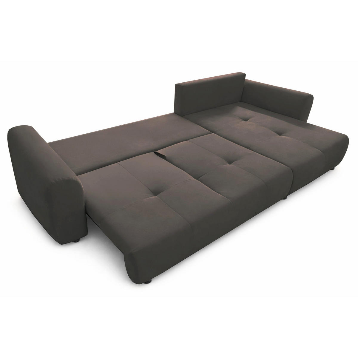 ECKSCHLAFSOFA Olido DUNKELBEIGER VELOURS - Schwarz/Cappuccino, Kunststoff/Textil (279/150cm) - Selsey