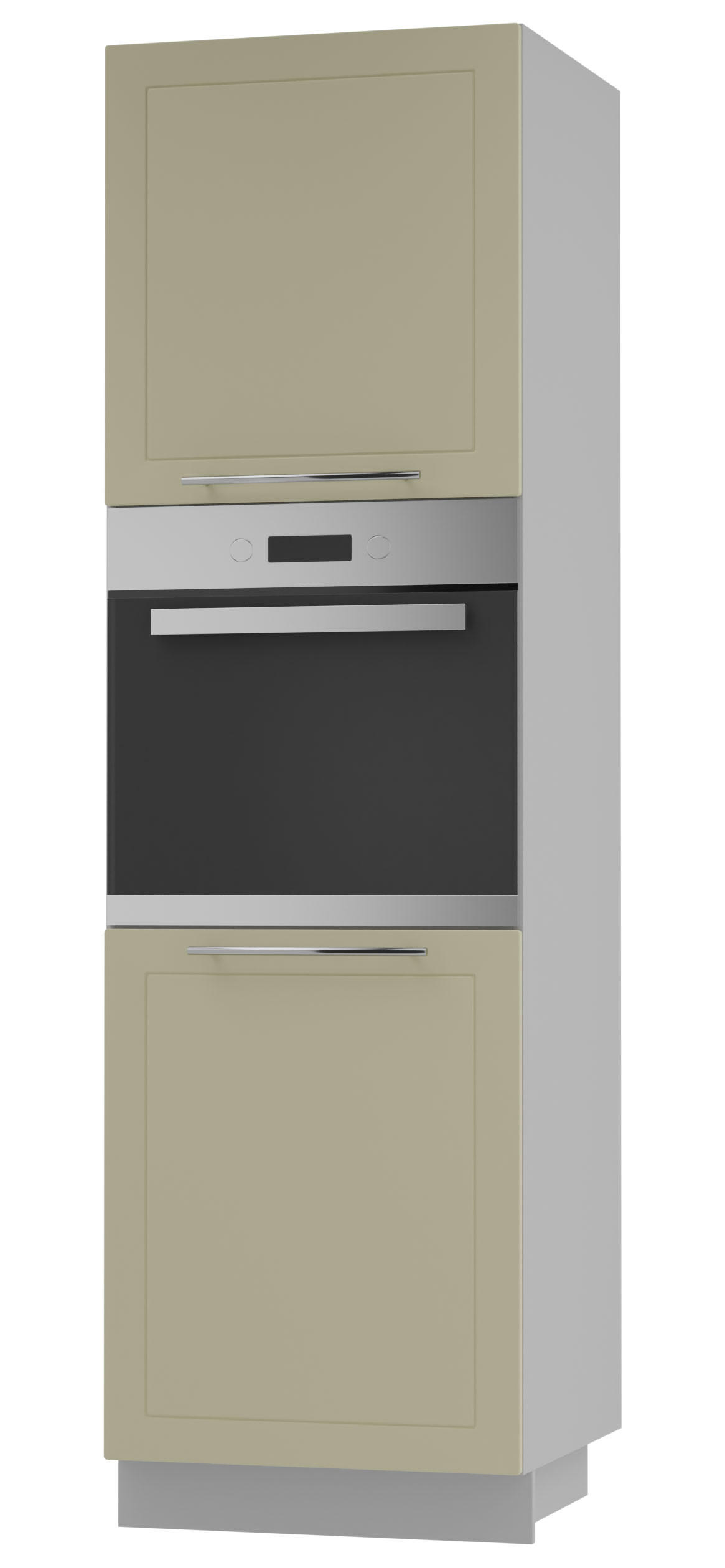 BACKOFENHOCHSCHRANK Kvantum D14/RU/2D Vanille Matt / Grau Matt 60 / 59 / 207cm - Creme/Grau, Holz/Holzwerkstoff (60/207/59cm) - Feldmann-Wohnen