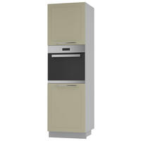 BACKOFENHOCHSCHRANK Kvantum D14/RU/2D Vanille Matt / Grau Matt 60 / 59 / 207cm - Creme/Grau, Holz/Holzwerkstoff (60/207/59cm) - Feldmann-Wohnen