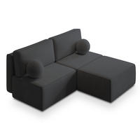 ECKSOFA VARNA P Graphitfarben Kordstoff mit Schlaffunktion - Graphitfarben, Holz (196/158cm) - MASSENO